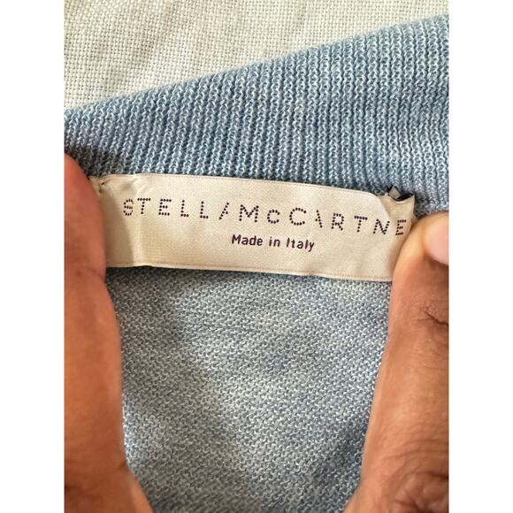 Stella McCartney Dress Tunic Italy Cashmere Size US 6/8 Blue Knit Graphic Sheer - Picture 6 of 8